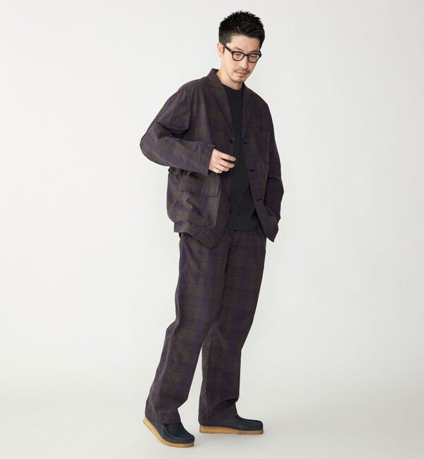 SHIPS「SHIPS: 〈セットアップ対応〉ダークトーン チェック コットン イージー トラウザー」|チノ|