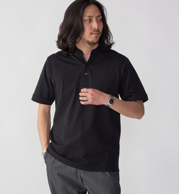 SHIPS「【WEB限定】SHIPS:〈接触冷感〉アイスタッチ プレーティングジャージー パイピング バンドカラーポロシャツ」|ポロシャツ|