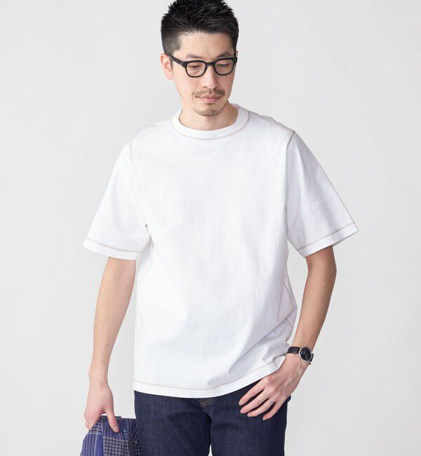 SHIPS「SHIPS: カラー ステッチ Tシャツ」|Tシャツ・カットソー|オフホワイト