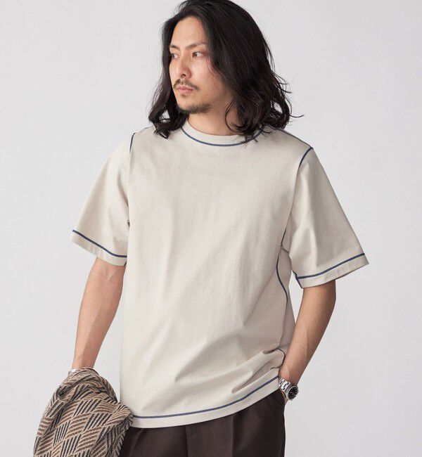 SHIPS「SHIPS: カラー ステッチ Tシャツ」|Tシャツ・カットソー|ライトグレー