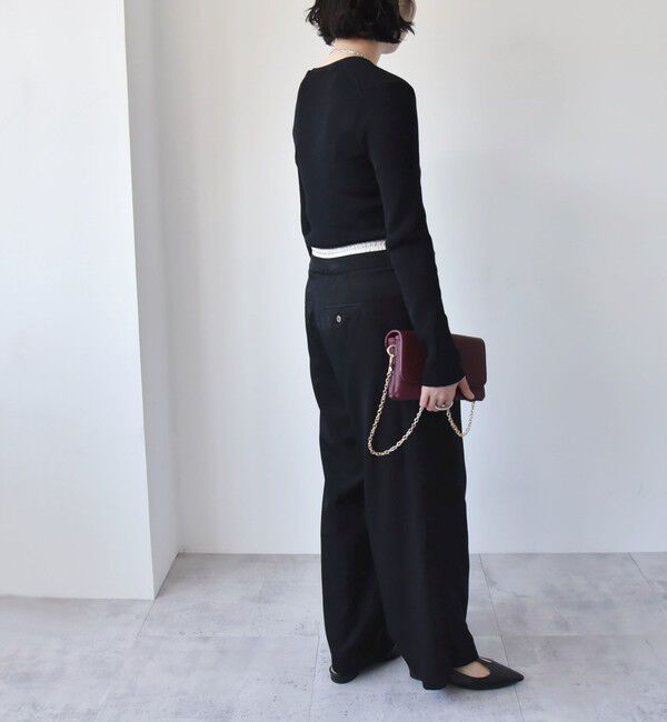 quaranciel「quaranciel:〈手洗い可能〉コットン Vネック リブ ニット」|ニット・セーター|