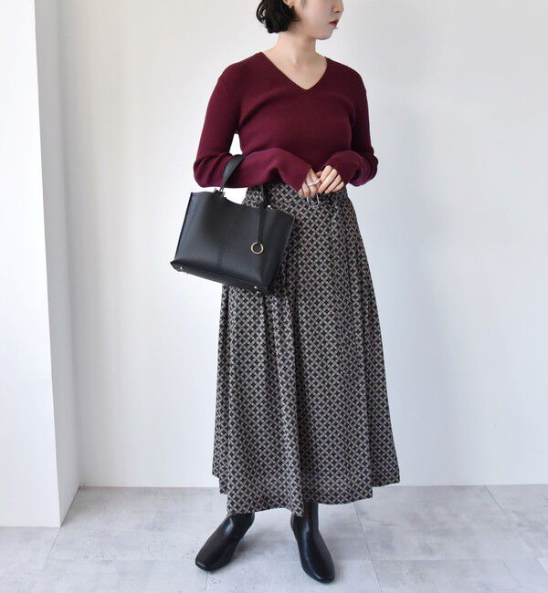 quaranciel「quaranciel:〈手洗い可能〉コットン Vネック リブ ニット」|ニット・セーター|