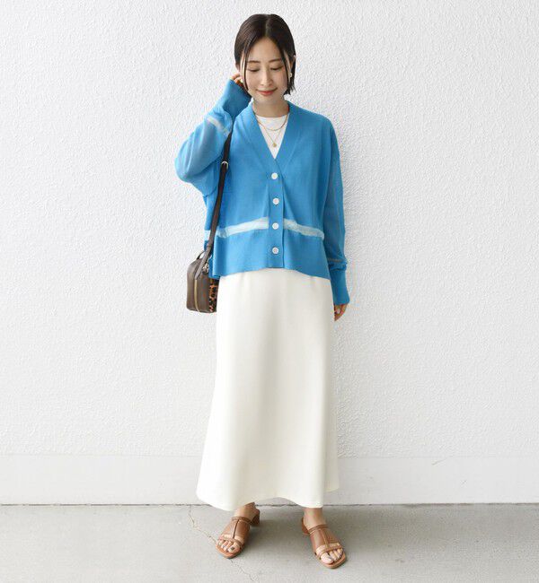 SHIPS for women「〈手洗い可能〉シアー ライン Vネック カーディガン」|カーディガン|