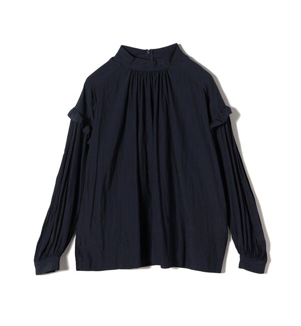 SHIPS for women「〈手洗い可能〉パウダリー 割繊 スタンドカラー ブラウス」|シャツ・ブラウス|