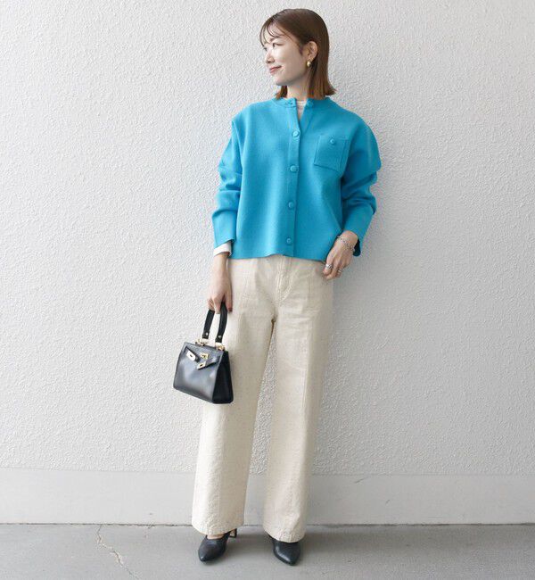 SHIPS any「SHIPS any: ミラノリブ ノーカラー ニット ジャケット カーディガン」|カーディガン|