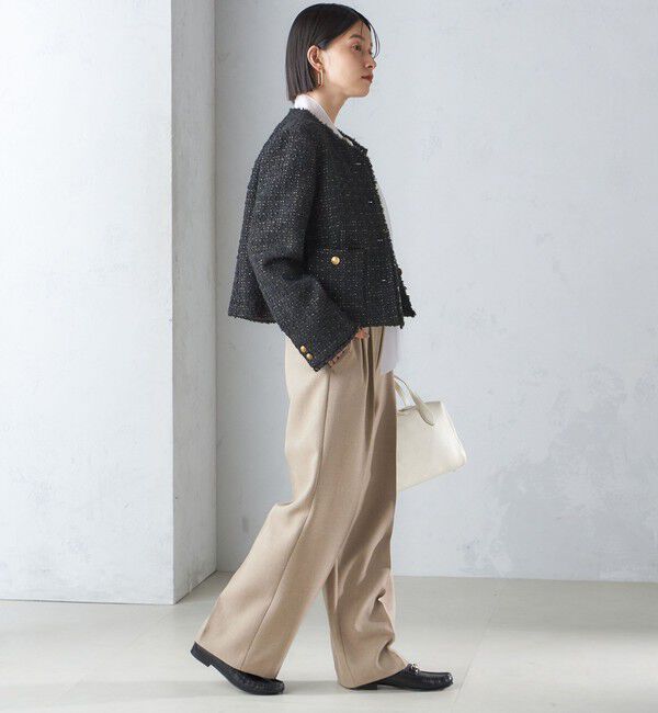 SHIPS for women「GIOLICA: ツイード ノーカラー ジャケット」|ノーカラージャケット|