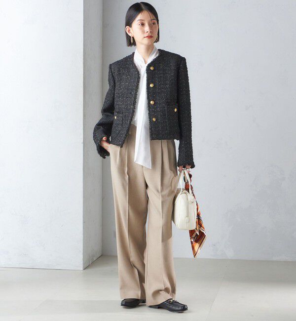 SHIPS for women「GIOLICA: ツイード ノーカラー ジャケット」|ノーカラージャケット|