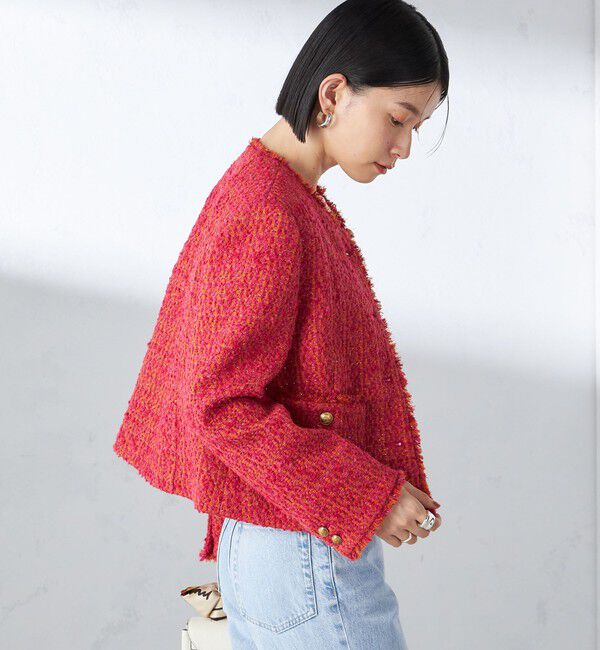 SHIPS for women「GIOLICA: ツイード ノーカラー ジャケット」|ノーカラージャケット|
