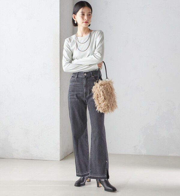 SHIPS for women「〈洗濯機可能〉シャイニー ストレッチ クルーネック カットソー」|Tシャツ・カットソー|