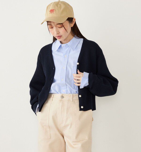 SHIPS Colors 「SHIPS Colors:〈手洗い可能〉Vネック パールモチーフボタン カーディガン」|カーディガン|ネイビー