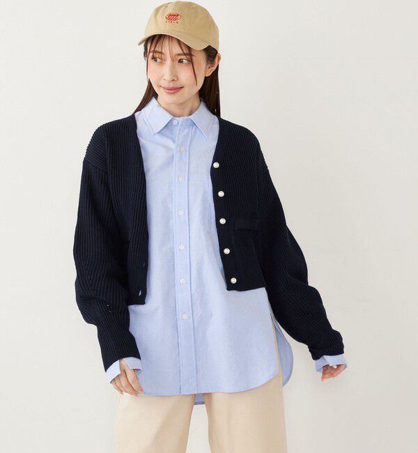 SHIPS Colors 「SHIPS Colors:〈手洗い可能〉Vネック パールモチーフボタン カーディガン」|カーディガン|