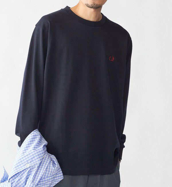 SHIPS「【SHIPS別注】FRED PERRY: ピケ ロングスリーブ T シャツ」|Tシャツ・カットソー|ネイビー