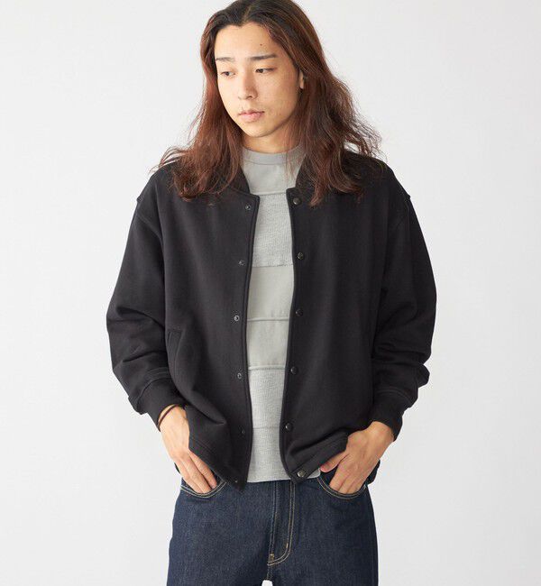 SHIPS「City Ambient Products: スウェット スナップ カーディガン」|カーディガン|ブラック