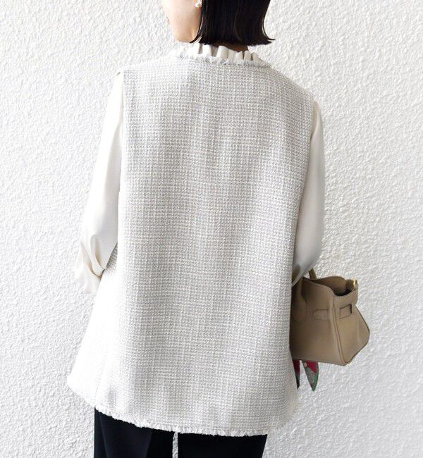 SHIPS for women「トライスピン 杢 ツイード カラーレス ジレ（セレモニー対応可）」|ベスト・ジレ|