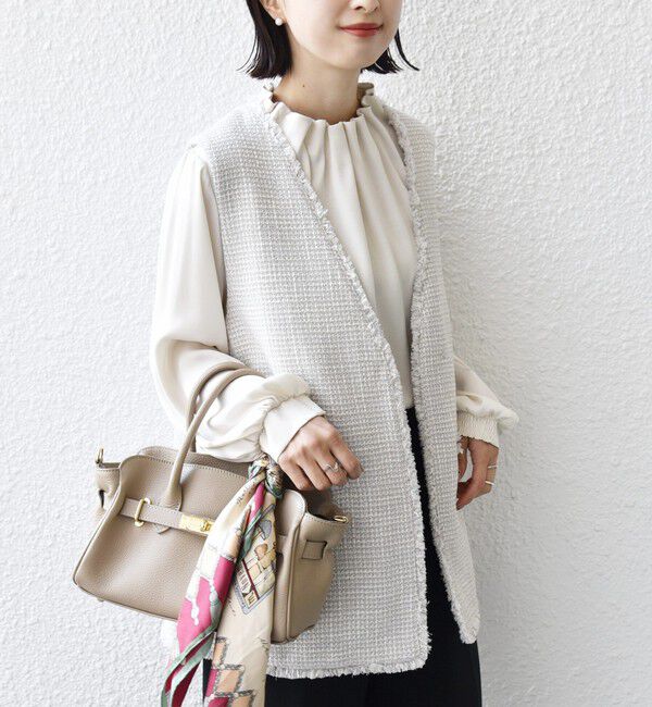 SHIPS for women「トライスピン 杢 ツイード カラーレス ジレ（セレモニー対応可）」|ベスト・ジレ|