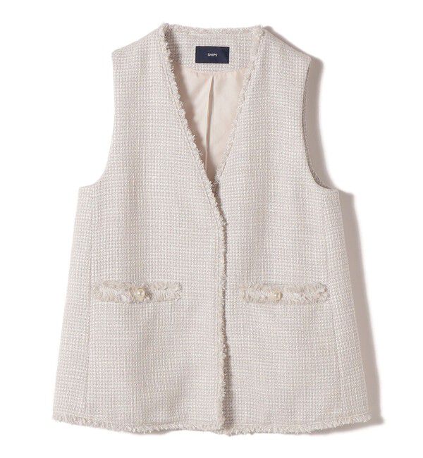 SHIPS for women「トライスピン 杢 ツイード カラーレス ジレ（セレモニー対応可）」|ベスト・ジレ|