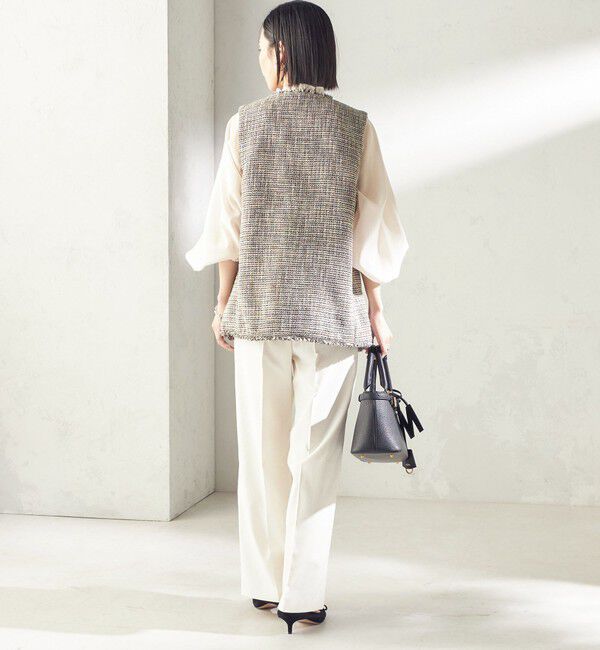 SHIPS for women「トライスピン 杢 ツイード カラーレス ジレ（セレモニー対応可）」|ベスト・ジレ|