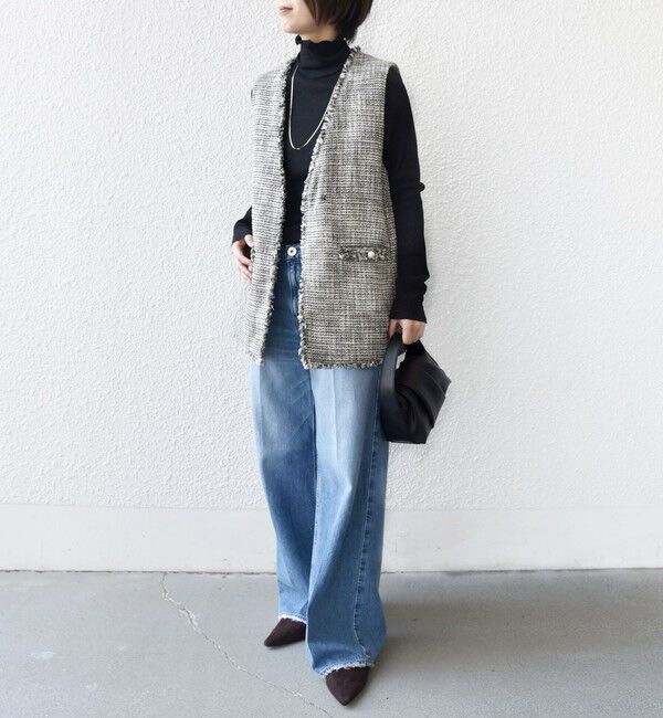 SHIPS for women「トライスピン 杢 ツイード カラーレス ジレ（セレモニー対応可）」|ベスト・ジレ|