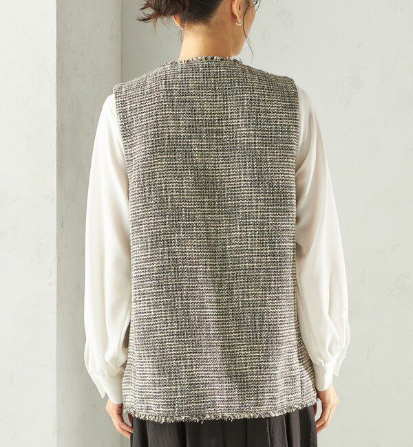 SHIPS for women「トライスピン 杢 ツイード カラーレス ジレ（セレモニー対応可）」|ベスト・ジレ|