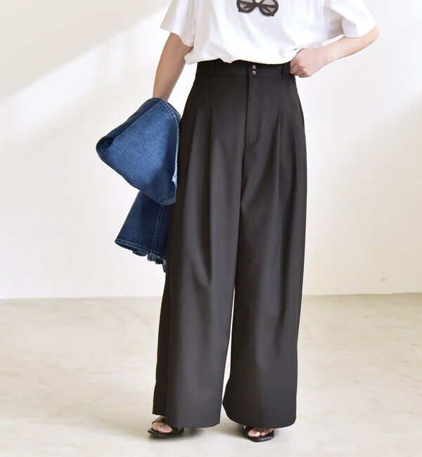 quaranciel「quaranciel:〈洗濯機可能〉ハイウエスト ワイド 2タック パンツ」|その他|