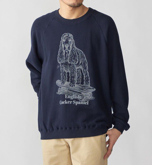 SHIPS「SHIPS: ドッグ プリント スウェット ロングスリーブ」|スウェット・ジャージ|ネイビー