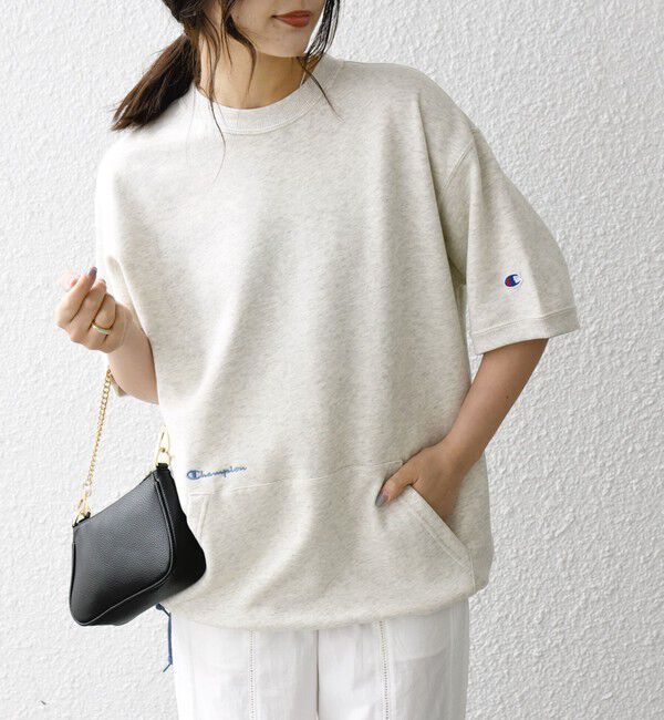 SHIPS any「【SHIPS any別注】Champion: ロゴ 刺繍 スピンドル スウェット Tシャツ 26SS◆」|Tシャツ・カットソー|ナチュラル