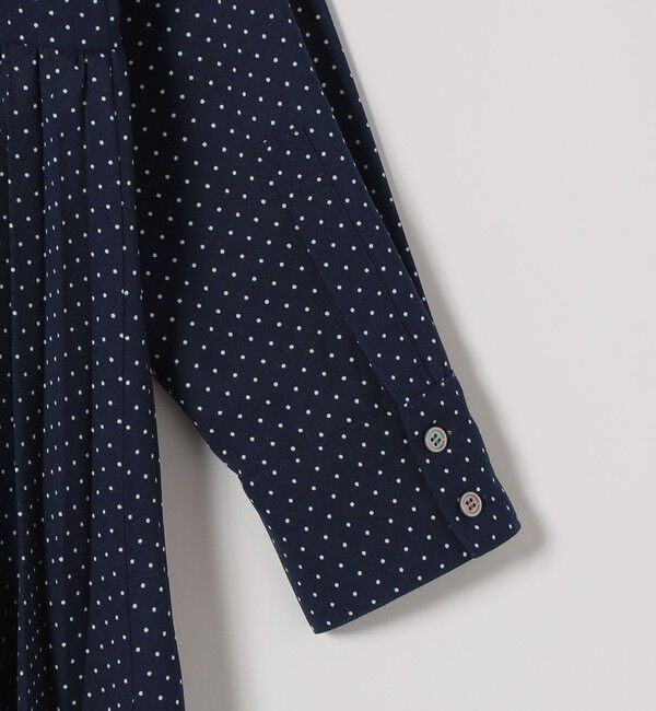 SHIPS any「SHIPS any:〈手洗い可能〉ドット バンドカラー プリーツ ロング ワンピース」|ワンピース|