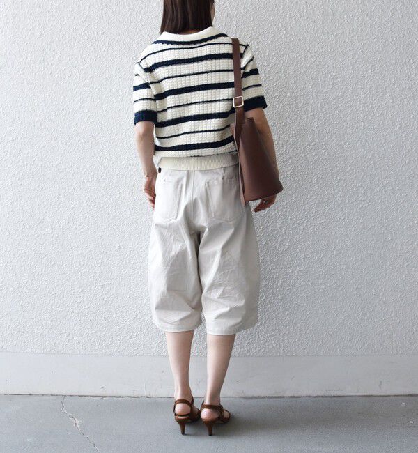 SHIPS any「《予約》SHIPS any:〈手洗い可能〉バスケット編み 配色 ボーダー ポロ襟 ニット」|ニット・セーター|