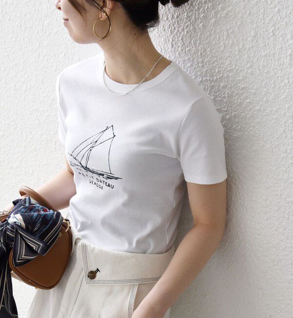 SHIPS any「《予約》【SHIPS any別注】PETIT BATEAU: ロゴ プリント コンパクト TEE 26SS」|Tシャツ・カットソー|ホワイト