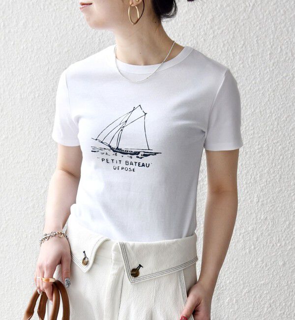 SHIPS any「《予約》【SHIPS any別注】PETIT BATEAU: ロゴ プリント コンパクト TEE 26SS」|Tシャツ・カットソー|