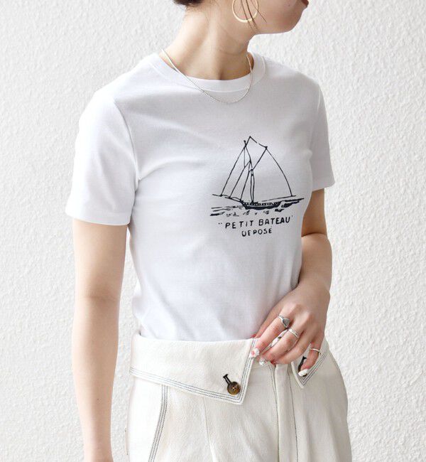 SHIPS any「《予約》【SHIPS any別注】PETIT BATEAU: ロゴ プリント コンパクト TEE 26SS」|Tシャツ・カットソー|