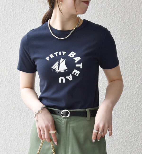 SHIPS any「《予約》【SHIPS any別注】PETIT BATEAU: ロゴ プリント コンパクト TEE 26SS」|Tシャツ・カットソー|