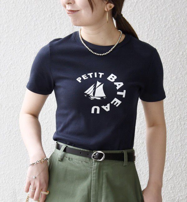 SHIPS any「《予約》【SHIPS any別注】PETIT BATEAU: ロゴ プリント コンパクト TEE 26SS」|Tシャツ・カットソー|