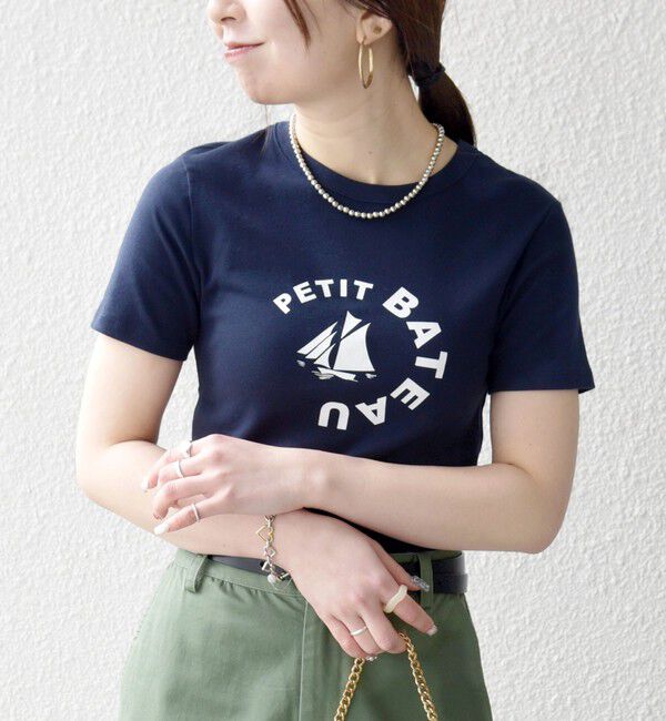 SHIPS any「《予約》【SHIPS any別注】PETIT BATEAU: ロゴ プリント コンパクト TEE 26SS」|Tシャツ・カットソー|