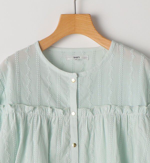 SHIPS KIDS「SHIPS KIDS:140～150cm / ギャザーフリル 刺繍 ブラウス」|シャツ・ブラウス|