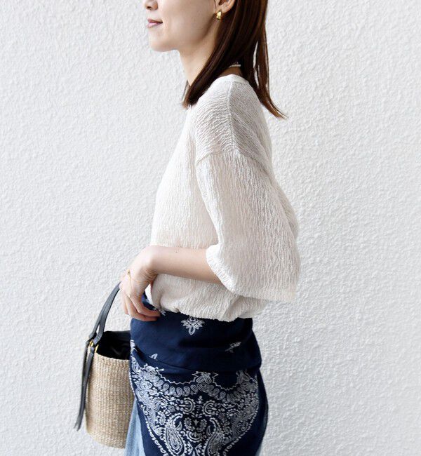 SHIPS for women「《予約》〈手洗い可能〉ランダム ブルーゼ 5分袖 プルオーバー」|Tシャツ・カットソー|