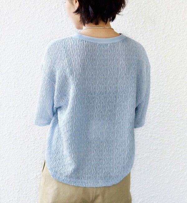 SHIPS for women「《予約》〈手洗い可能〉ランダム ブルーゼ 5分袖 プルオーバー」|Tシャツ・カットソー|