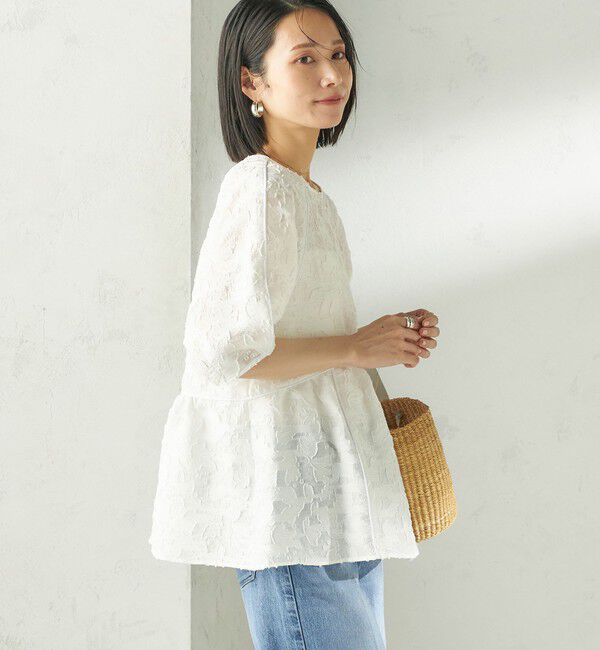 SHIPS for women「《予約》〈手洗い可能〉ジャカード ペプラム ブラウス」|シャツ・ブラウス|