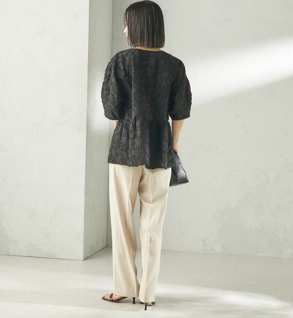 SHIPS for women「《予約》〈手洗い可能〉ジャカード ペプラム ブラウス」|シャツ・ブラウス|