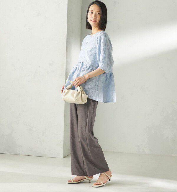 SHIPS for women「《予約》〈手洗い可能〉ジャカード ペプラム ブラウス」|シャツ・ブラウス|