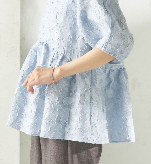 SHIPS for women「《予約》〈手洗い可能〉ジャカード ペプラム ブラウス」|シャツ・ブラウス|