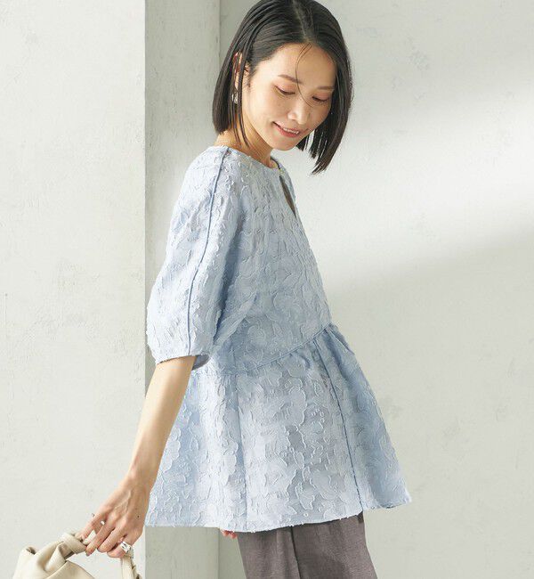 SHIPS for women「《予約》〈手洗い可能〉ジャカード ペプラム ブラウス」|シャツ・ブラウス|