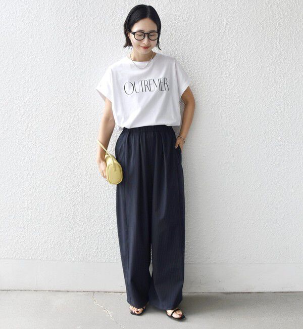 SHIPS for women「《予約》メルティ コットン プリント ロゴ ショート スリーブ Tシャツ」|Tシャツ・カットソー|