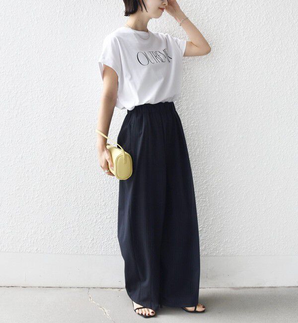 SHIPS for women「《予約》メルティ コットン プリント ロゴ ショート スリーブ Tシャツ」|Tシャツ・カットソー|