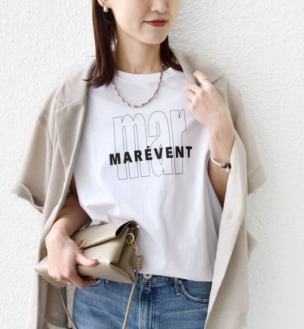 SHIPS for women「《予約》メルティ コットン プリント ロゴ ショート スリーブ Tシャツ」|Tシャツ・カットソー|