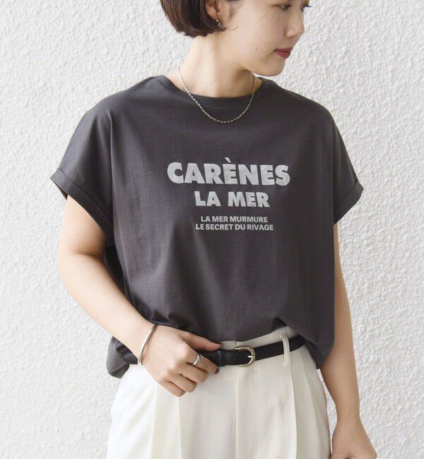 SHIPS for women「《予約》メルティ コットン プリント ロゴ ショート スリーブ Tシャツ」|Tシャツ・カットソー|