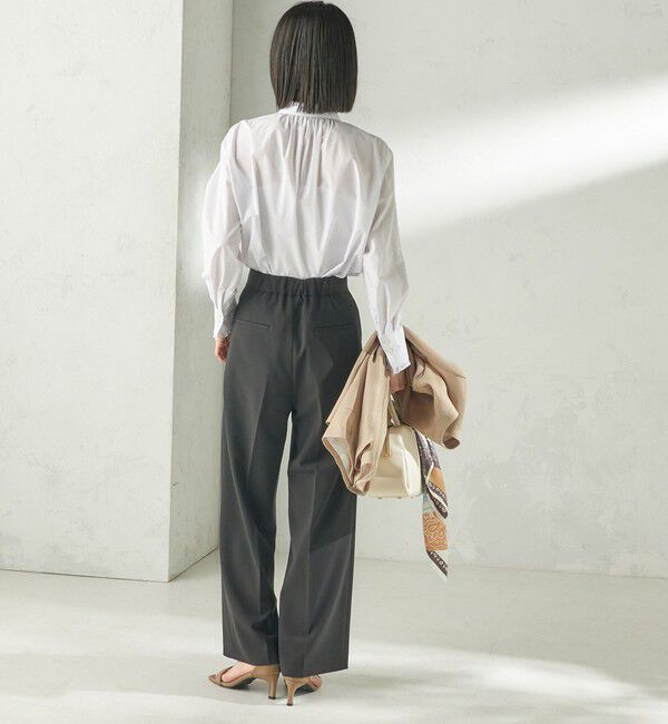 SHIPS for women「《予約》〈手洗い可能〉パール モチーフ ボタン フリル ブラウス」|シャツ・ブラウス|