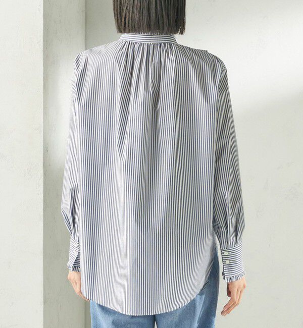 SHIPS for women「《予約》〈手洗い可能〉パール モチーフ ボタン フリル ブラウス」|シャツ・ブラウス|