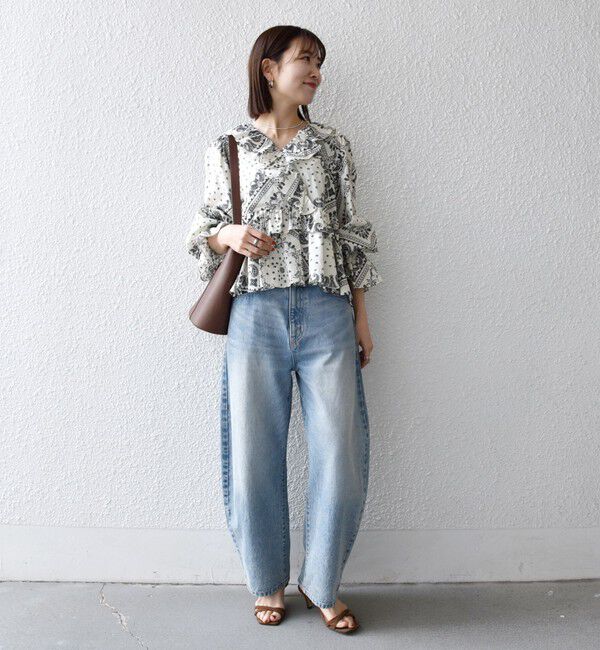 SHIPS any「《予約》SHIPS any:〈洗濯機可能〉バンダナ プリント カシュクール フリル ブラウス」|シャツ・ブラウス|