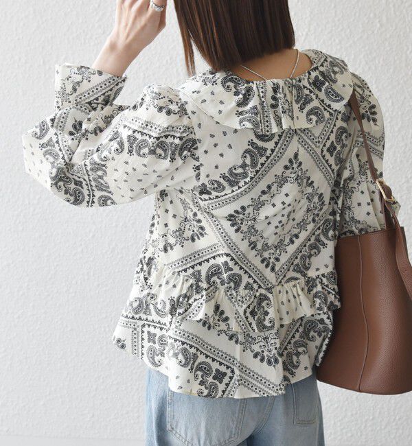 SHIPS any「《予約》SHIPS any:〈洗濯機可能〉バンダナ プリント カシュクール フリル ブラウス」|シャツ・ブラウス|